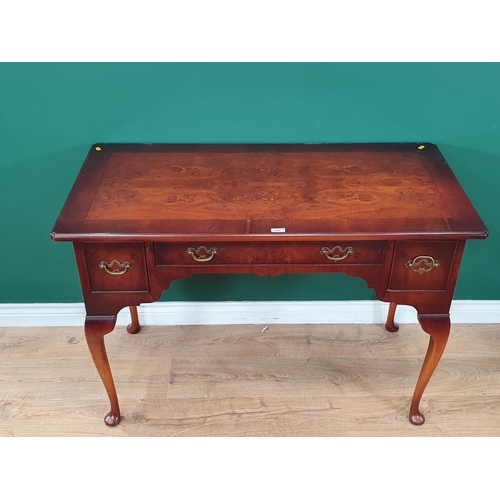 280 - A Georgian style walnut Dressing Table fitted three drawers mounted on cabriole supports 3ft 8in W x... 