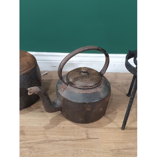 286 - A Kettle and Stand and Lidded Saucepan.