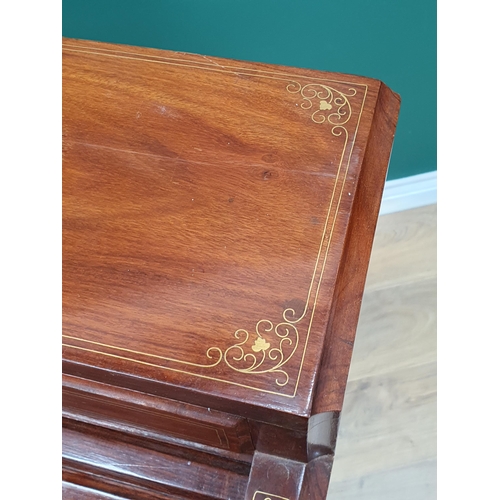 29 - A reproduction French style inlaid roll top Desk/Bureau supported on tapered feet.