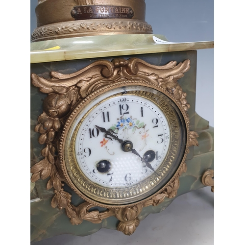 312 - A French Mantel Clock with gilt classical maiden, painted circular dial with gilt fruiting vine and ... 