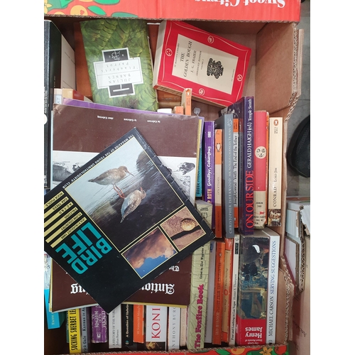 331 - Three boxes of Books including, A Stamp Album (some Stamps),  Song Books, reference Books, Gardening... 