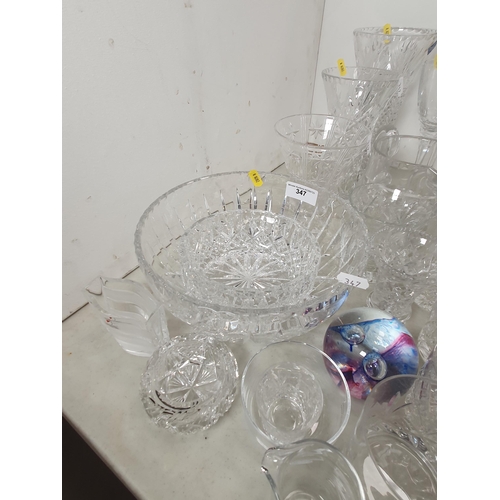 347 - A quantity of Glassware including Vases, Jug, Bowls, Wines Hock Glasses, Tumblers etc