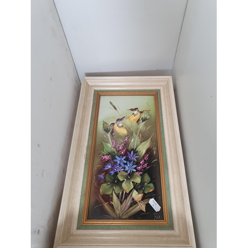 356 - A set of five framed rectangular botanical Plaques, each finely painted with various wild flowers an... 