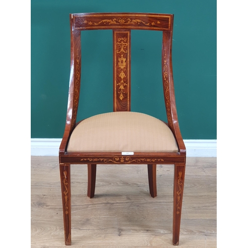 37 - An Edwardian inlaid Single Chair with cream upholstered seat.