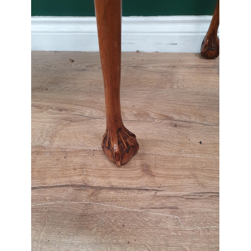 41 - An Edwardian style Side Table with crossbanded and inlaid top with claw and ball feet.