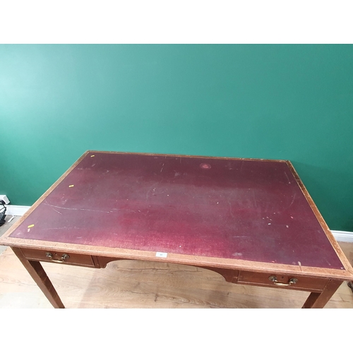 45 - A large mahogany leather topped Desk fitted two drawers.