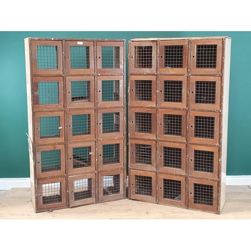 46 - A pair of Fifteen mesh door Postal pigeon hole Cupboards, A/F 4ft 11