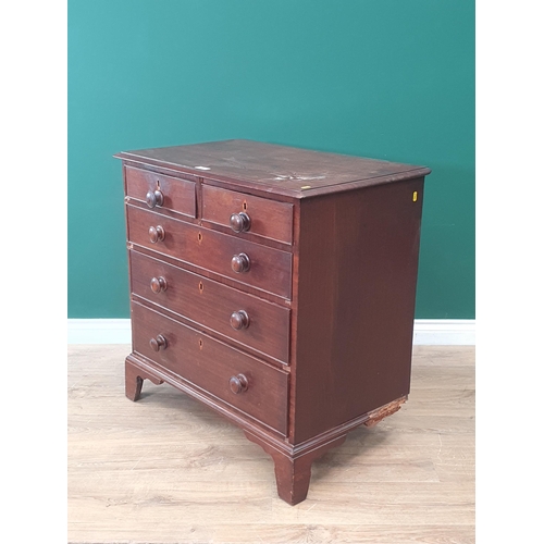 5 - A Mahogany chest of two short and three long Drawers on Bracket feet, A/F.