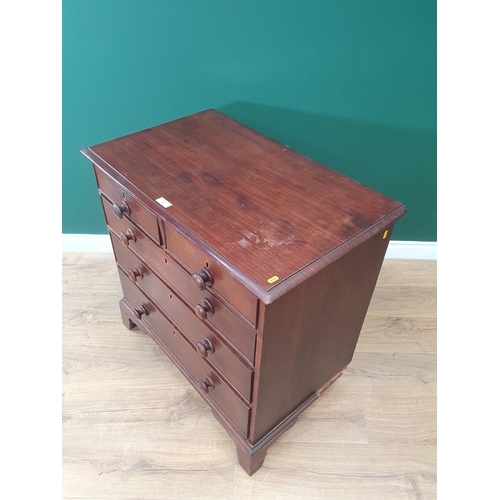 5 - A Mahogany chest of two short and three long Drawers on Bracket feet, A/F.