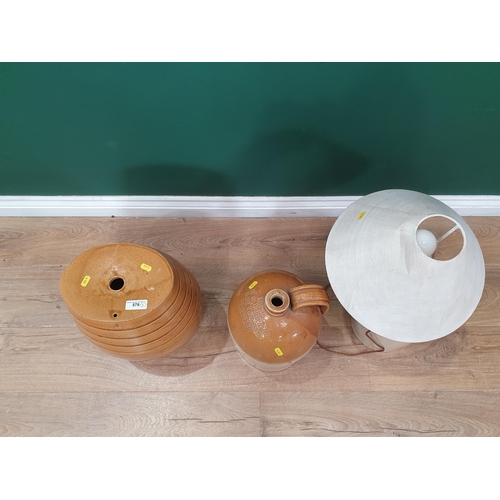 578 - Two stoneware Flagons (one converted to a table lamp) and a stoneware Cask