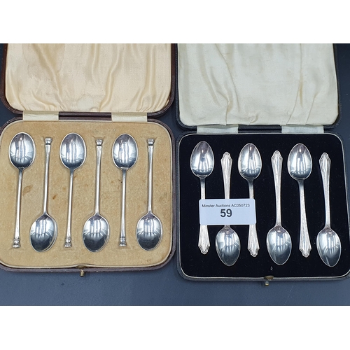 59 - Six George VI silver seal-top Coffee Spoons, Sheffield 1951, and six others, Birmingham 1938, both c... 