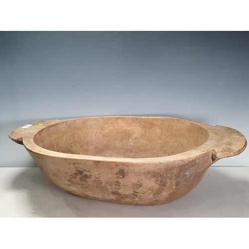 645 - A large 19th Century sycamore Dairy Bowl, 2ft 2in L x 8in H