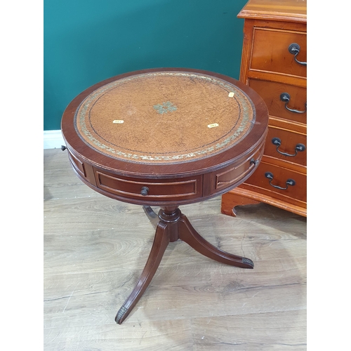 648 - A yew veneered serpentine fronted Chest of four drawers 2ft 7in H x 2ft 3in W and a reproduction mah... 