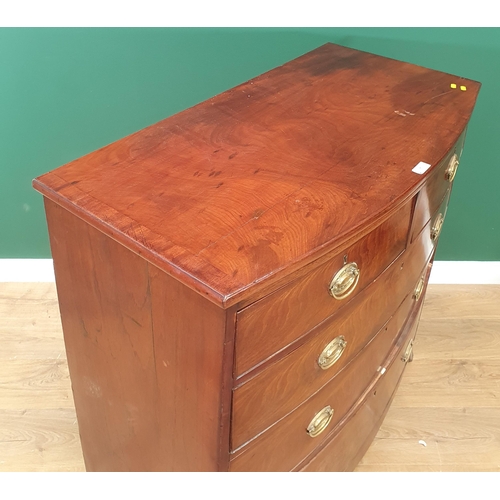 7 - A mahogany Chest of two short and three long Drawers on splayed bracket feet, A/F.