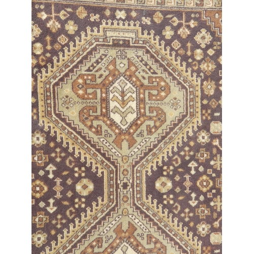 741 - A small Persian Rug on a brown ground, 5ft 8in x 4ft 2in and a small cotton Rug depicting deer besid... 