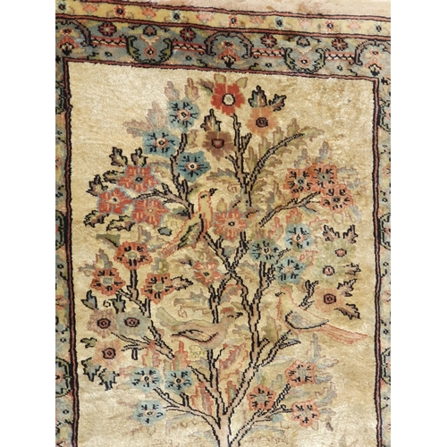 741 - A small Persian Rug on a brown ground, 5ft 8in x 4ft 2in and a small cotton Rug depicting deer besid... 