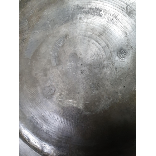 743 - Three pewter Chargers/Plates