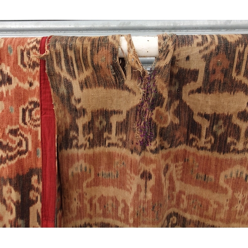 746 - Two Indonesian Ikat Hinggis (bought from Sothebys, Amsterdam in the 1980's), decorated stylised anim... 