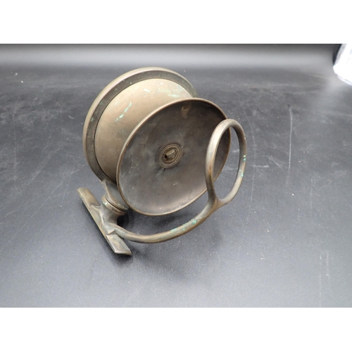 88 - A Malloch's patent brass side casting Fishing Reel, 4.1/4in dia.