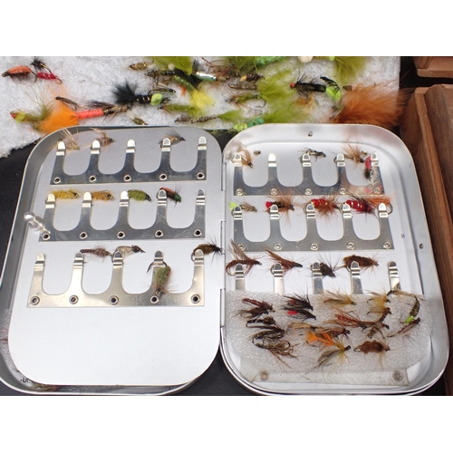 89 - A Wheatley Case of Fishing Flies and wooden box of numerous Flies and a tin of Flies