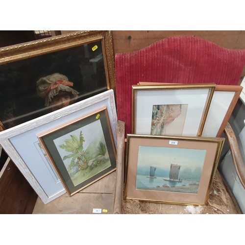 278 - A quantity of Watercolour and Prints mostly depicting coastal landscapes