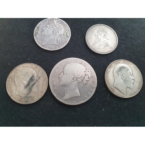 206 - A collection of mainly British Coins, to include Crowns 1844 and 1935, Half Crown 1823 (shield in ga... 