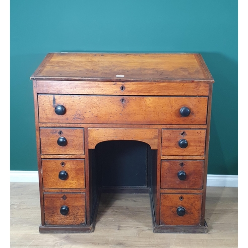 473 - A Victorian mahogany and pine Clerk's Desk with rosewood crossbanding fitted eight drawers 3ft 8in H... 