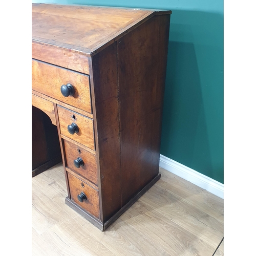 473 - A Victorian mahogany and pine Clerk's Desk with rosewood crossbanding fitted eight drawers 3ft 8in H... 