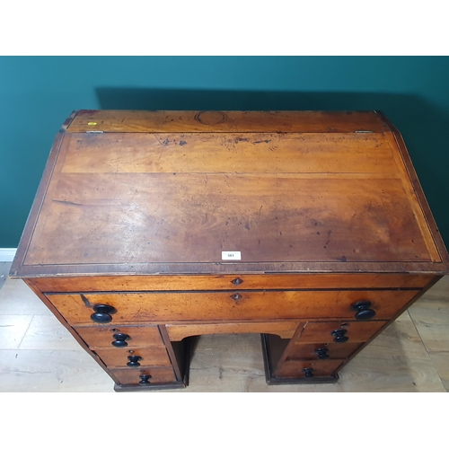 473 - A Victorian mahogany and pine Clerk's Desk with rosewood crossbanding fitted eight drawers 3ft 8in H... 