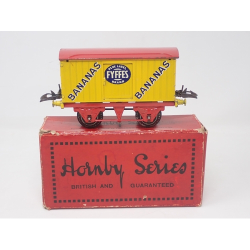 143 - A boxed Hornby 0 gauge 'Fyffes' Banana Van with red roof and chassis