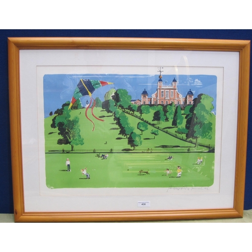 412 - PAUL HOGARTH, R.A., Kite Flying in Greenwich Park, reproduction in colours, pencil signed in lower m... 