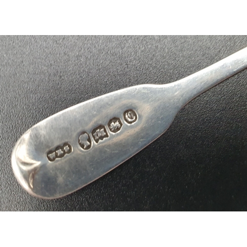 110 - Six George IV Scottish silver Teaspoons, fiddle pattern engraved initial J, Glasgow 1825, maker G.T.... 