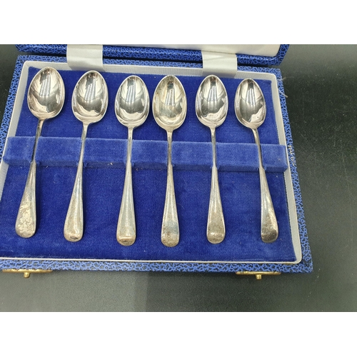 148 - Six George V silver Coffee Spoons, Sheffield 1932, in case, six Tea Knives, London 1975/6, five othe... 