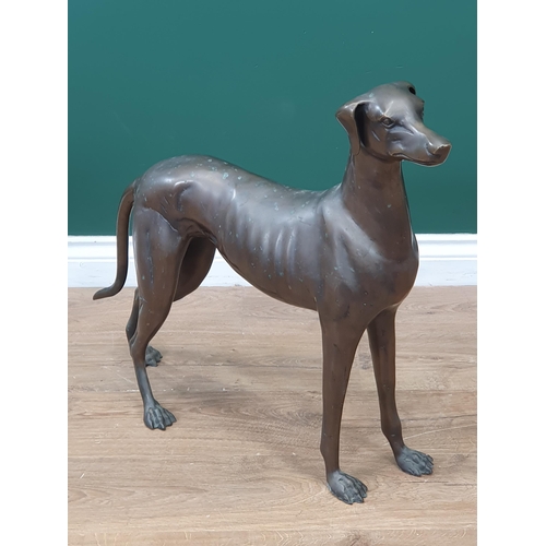 16 - A hollow cast brass model Whippet with bronzed finish, 2ft 2