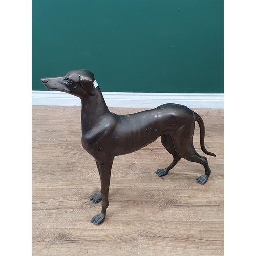 16 - A hollow cast brass model Whippet with bronzed finish, 2ft 2