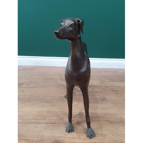 16 - A hollow cast brass model Whippet with bronzed finish, 2ft 2