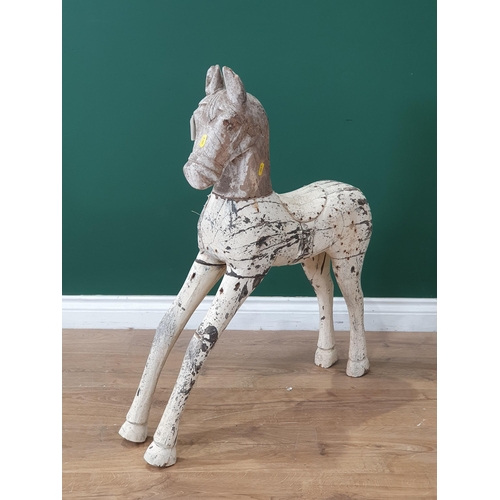 21 - A Vintage wooden carved and painted Horse (Missing Tail), 2ft 8