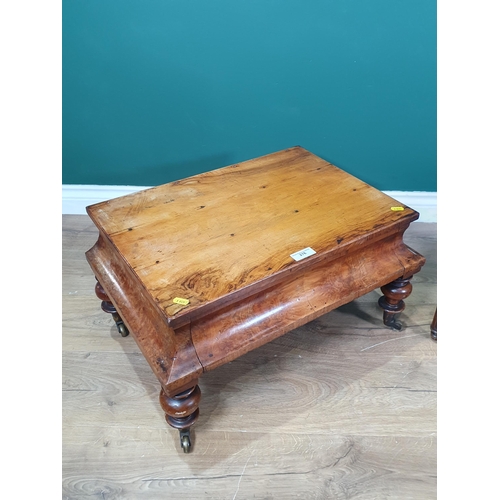 276 - A mahogany folding Book Stand on turned bun feet, and a walnut veneered stand fitted single drawer o... 