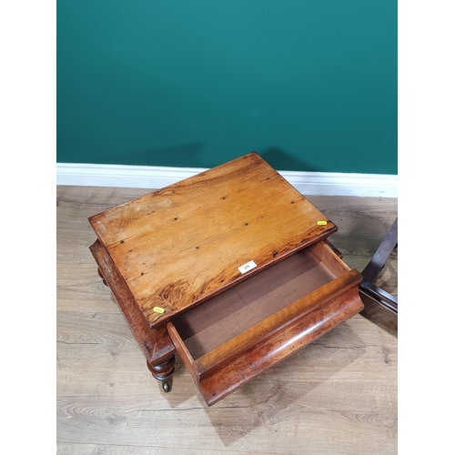 276 - A mahogany folding Book Stand on turned bun feet, and a walnut veneered stand fitted single drawer o... 