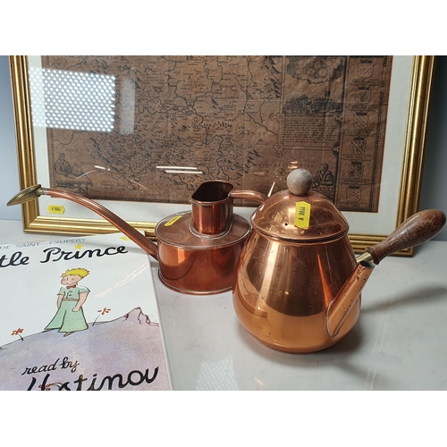 290 - A framed Map of North Herefordshire, a small copper Watering Can by 