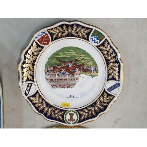 317 - A Spode 'The Derby' Plate, 11in Diameter, an Aynsley Cake Plate depicting St Paul's Cathedral, 13in ... 