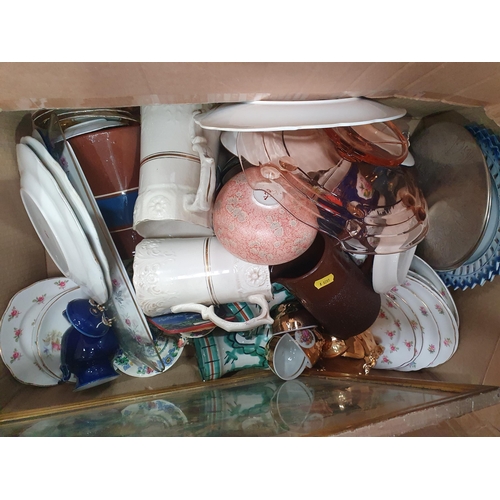 377 - Two boxes of assorted ceramics and teaware