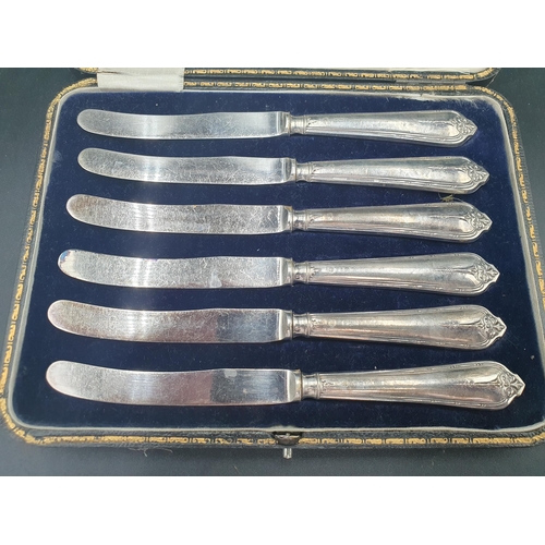 43 - Six George V silver hafted Tea Knives, Sheffield 1923, in case