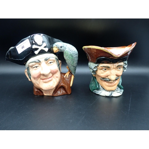 46 - Two Royal Doulton large Character Jugs, Long John Silver and Dick Turpin