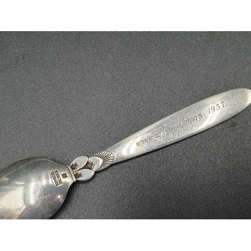 94 - A George VI small Spoons, cactus pattern, import mark London 1937,  maker Georg Jensen and Tiffany a... 