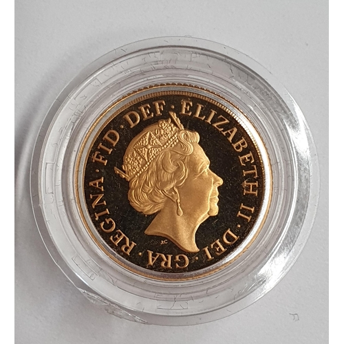 252 - A Queen Elizabeth II gold Sovereign, 2015, bearing the fifth portrait, created by Ian Rank-Broadley ... 