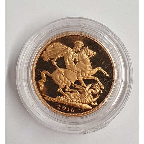 252 - A Queen Elizabeth II gold Sovereign, 2015, bearing the fifth portrait, created by Ian Rank-Broadley ... 