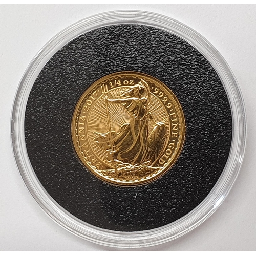 253 - A 2017 Quarter Ounce fine gold Britannia with certificate of authenticity, boxed