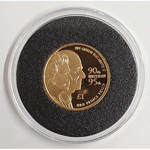 255 - A 2016 Queen and Prince Phillip 22 carat gold proof £1 Coin, boxed