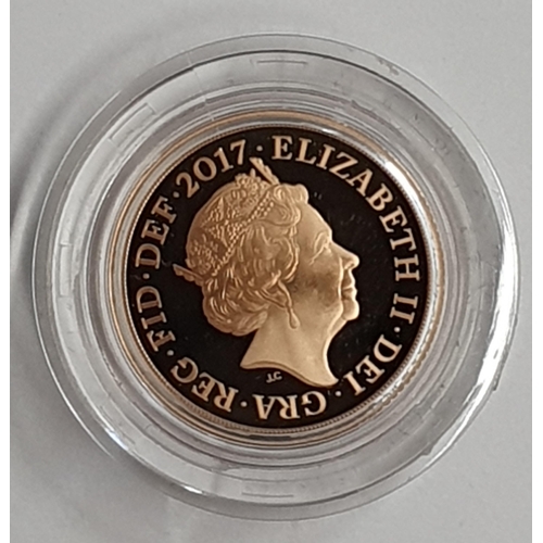 257 - A 2017 Gold Sovereign, reverse design after Benedetto Pistrucci, obverse design by Jody Clark